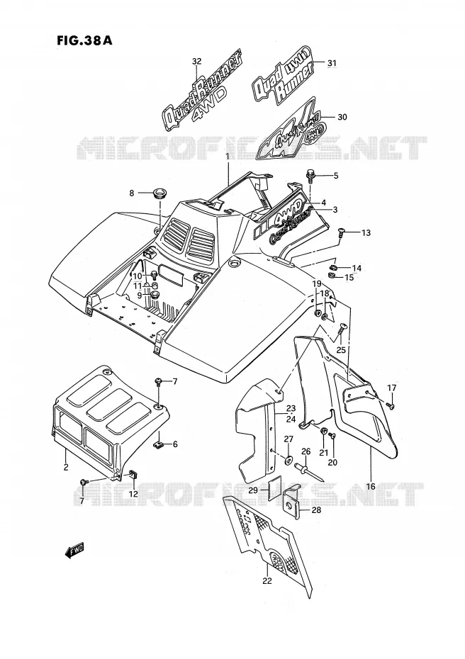 FRONT FENDER (MODEL M/N/P/R/S) Suzuki QUAD 250 QUADRUNNER 1987  LT-4WDH(E3)