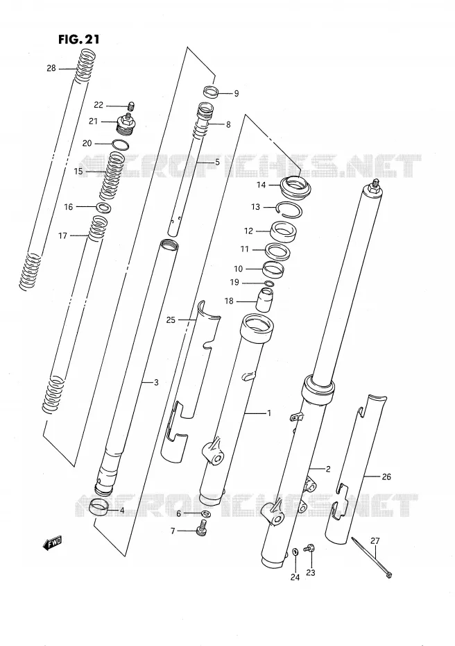 FRONT FORK (MODEL G/H) Suzuki MOTO 80 RM 1991  RM80M(E24)