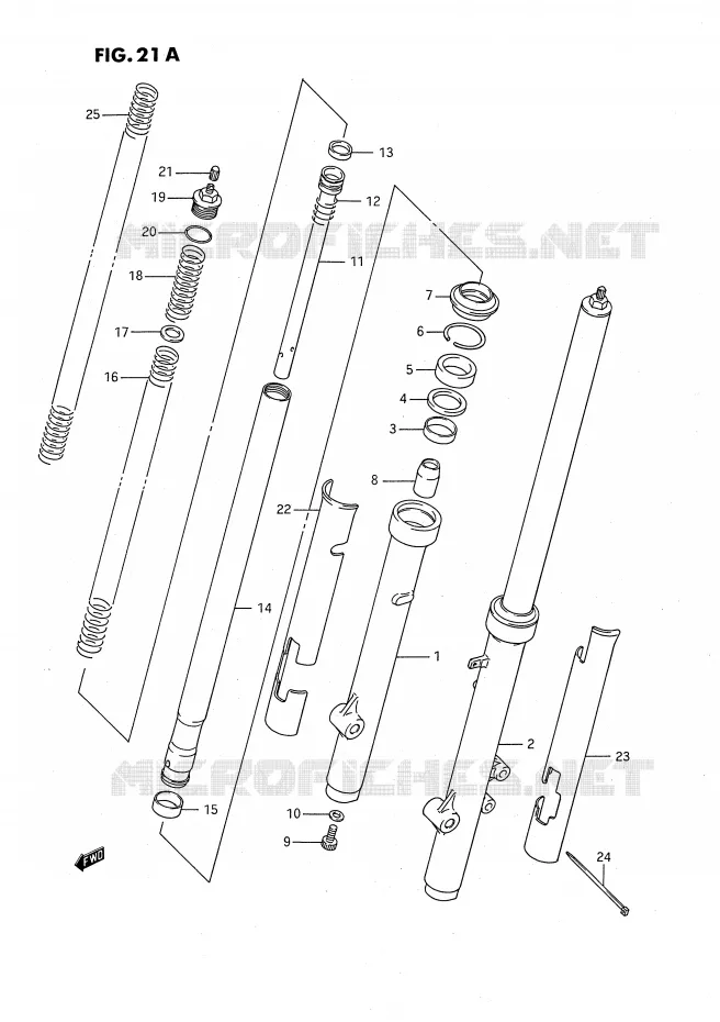 FRONT FORK (MODEL K) Suzuki MOTO 80 RM 1991  RM80M(E24)