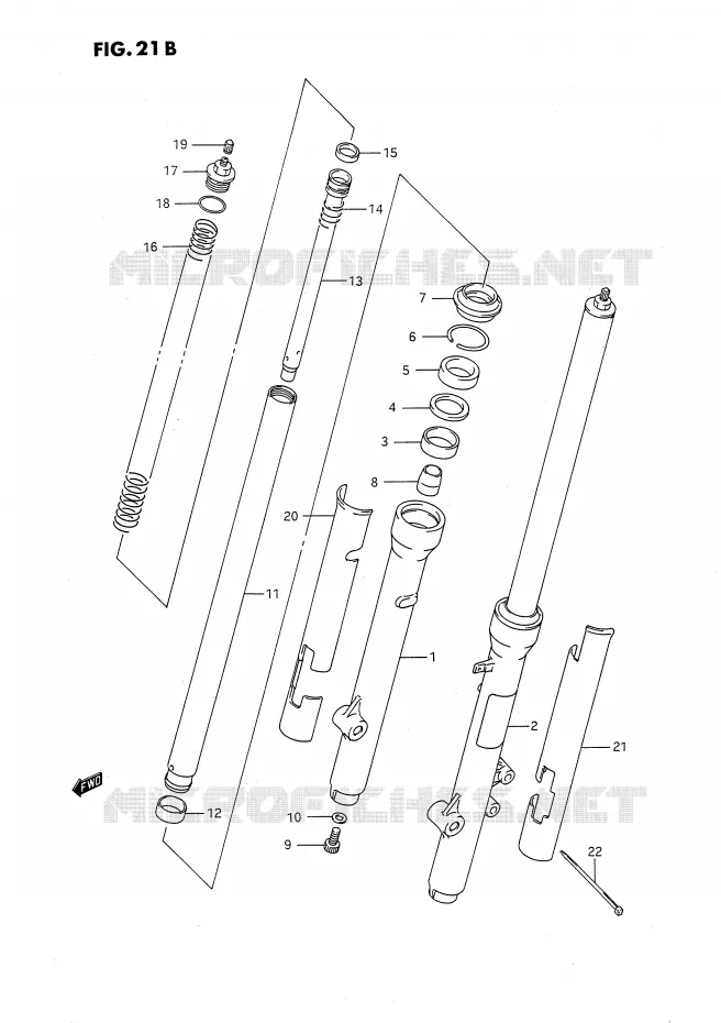 FRONT FORK (MODEL L/M/N/P/R) Suzuki MOTO 80 RM 1990  RM80L(E24)