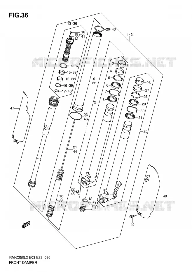 FRONT FORK Suzuki MOTO 250 RM-Z 2012  RM-Z250L2(E03)