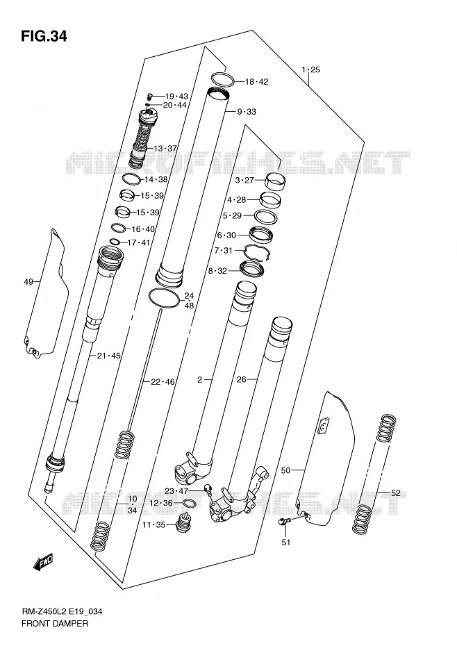 FRONT FORK Suzuki MOTO 450 RM-Z 2012  RM-Z450L2(E19)