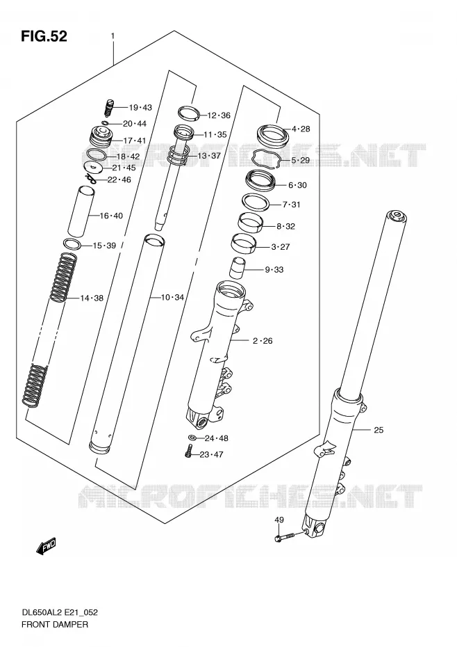 FRONT FORK Suzuki MOTO 650 V-STROM 2012  DL650AL2(E21)