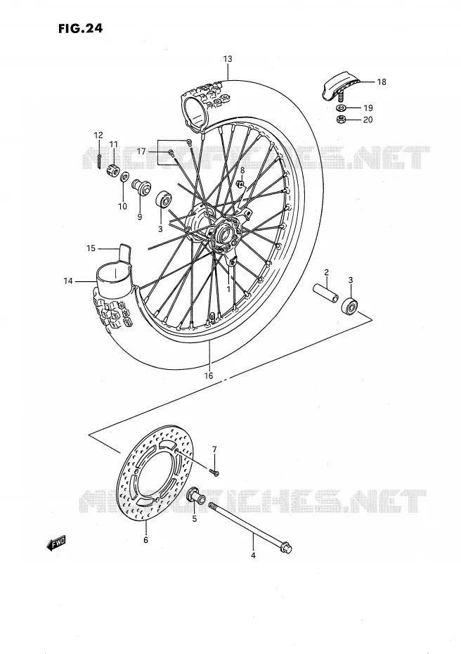 FRONT WHEEL (MODEL G/H/K) Suzuki MOTO 80 RM 1987  RM80H(E24)