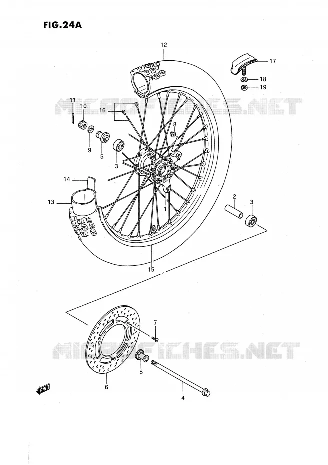 FRONT WHEEL (MODEL L/M/N/P/R/S) Suzuki MOTO 80 RM 1988  RM80J(E24)