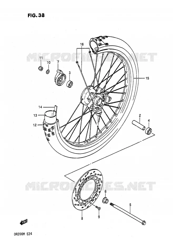 FRONT WHEEL Suzuki MOTO 200 DR 1987  DR200H(E24)