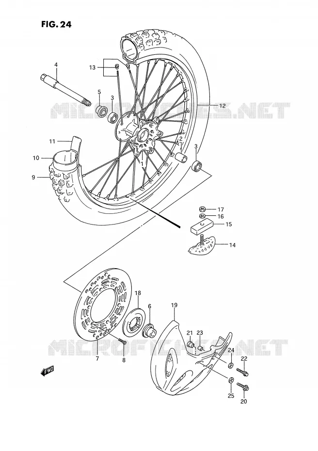 FRONT WHEEL Suzuki MOTO 250 RM 1993  RM250P(E3)