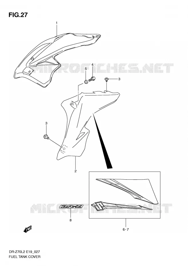 FUEL TANK COVER Suzuki MOTO 70 DR-Z 2012  DR-Z70L2(E19)