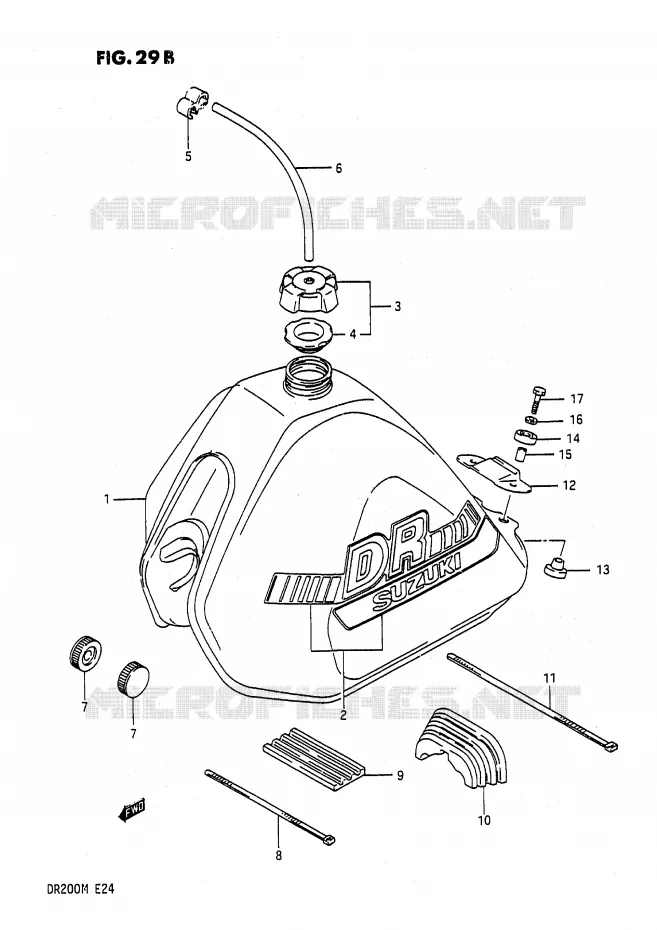 FUEL TANK (MODEL J E2) Suzuki MOTO 200 DR 1987  DR200H(E24)
