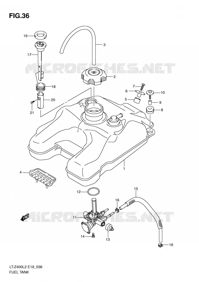 FUEL TANK Suzuki QUAD 400 QUADSPORT 2012  LT-Z400ZL2(E19)