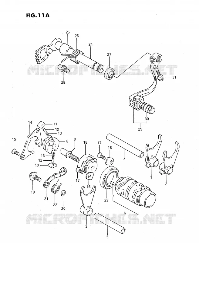 GEAR SHIFTING ASSY (MODEL K/L/M/N/P/R/S) Suzuki MOTO 80 RM 1988  RM80J(E24)