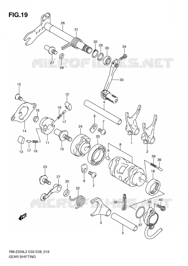 GEAR SHIFTING ASSY Suzuki MOTO 250 RM-Z 2012  RM-Z250L2(E03)