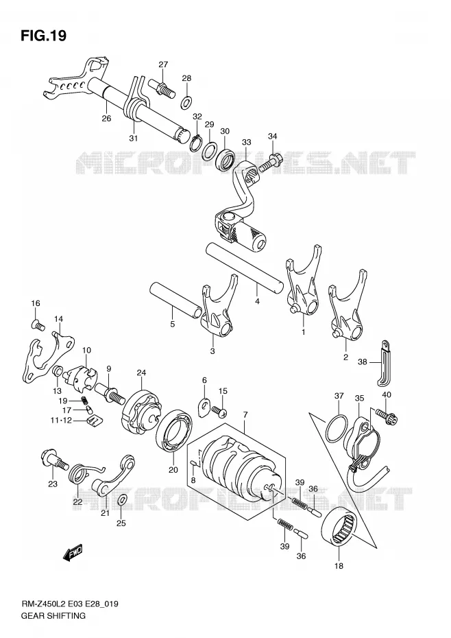 GEAR SHIFTING ASSY Suzuki MOTO 450 RM-Z 2012  RM-Z450L2(E3)