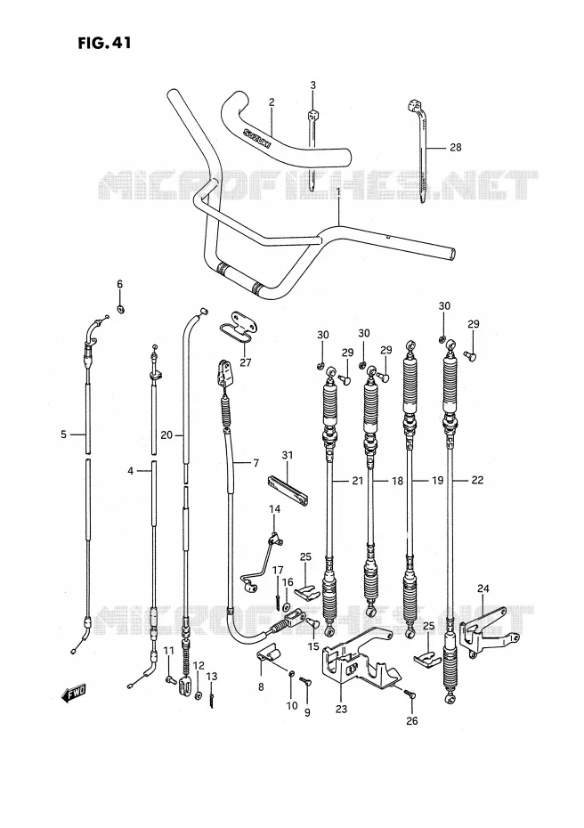 HANDLEBAR - CABLES (MODEL H) Suzuki QUAD 250 QUADRUNNER 1994  LT-4WDR(E3)