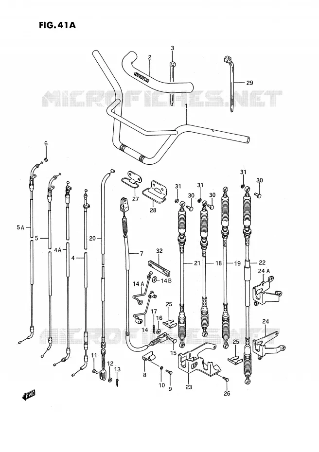 HANDLEBAR - CABLES (MODEL J/K/L/M/N/P/R/S) Suzuki QUAD 250 QUADRUNNER 1988  LT-4WDJ(E3)