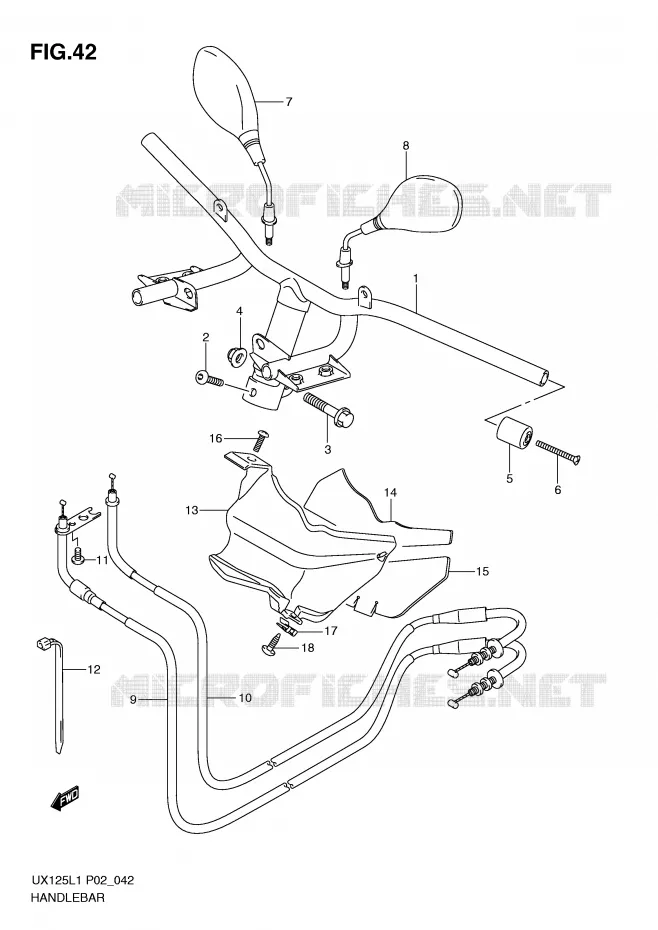 HANDLEBAR Suzuki SCOOTER 125 SIXTEEN 2011  UX125L1(P02)