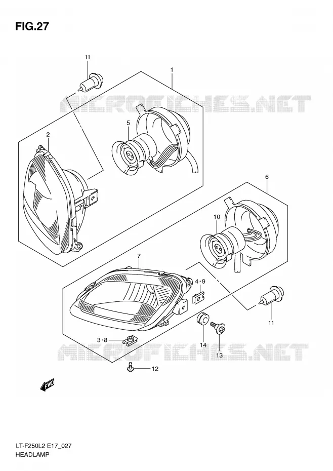 HEADLIGHT Suzuki QUAD 250 OZARK 2012  LT-F250L2(E17)