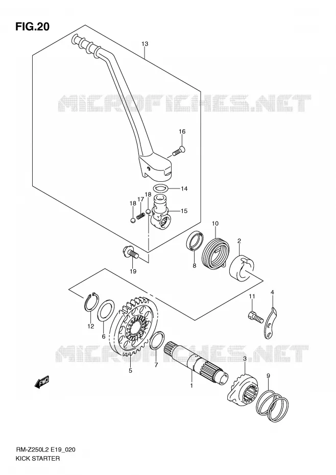 KICK STARTER Suzuki MOTO 250 RM-Z 2012  RM-Z250L2(E19)