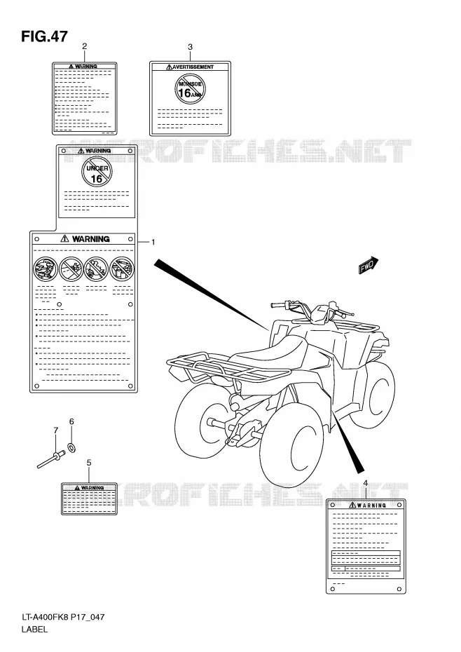 LABEL (P17) Suzuki QUAD 400 EIGER 2009  LT-A400FK9(P17)