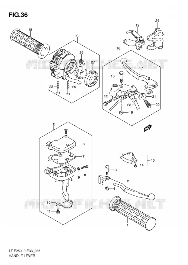 LEVERS - HANDGRIPS Suzuki QUAD 250 OZARK 2012  LT-F250L2(E33)