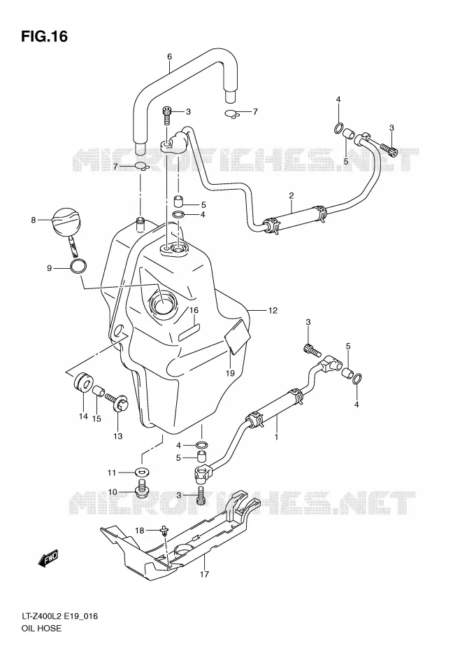 OIL HOSE Suzuki QUAD 400 QUADSPORT 2012  LT-Z400ZL2(E19)