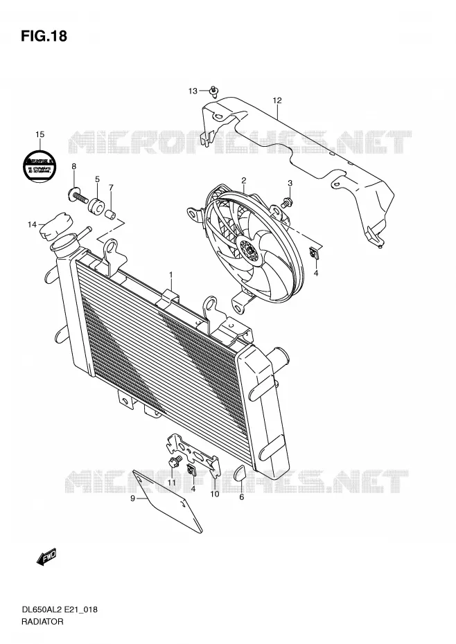 RADIATOR (DL650AL2 E21) Suzuki MOTO 650 V-STROM 2012  DL650AL2(E21)