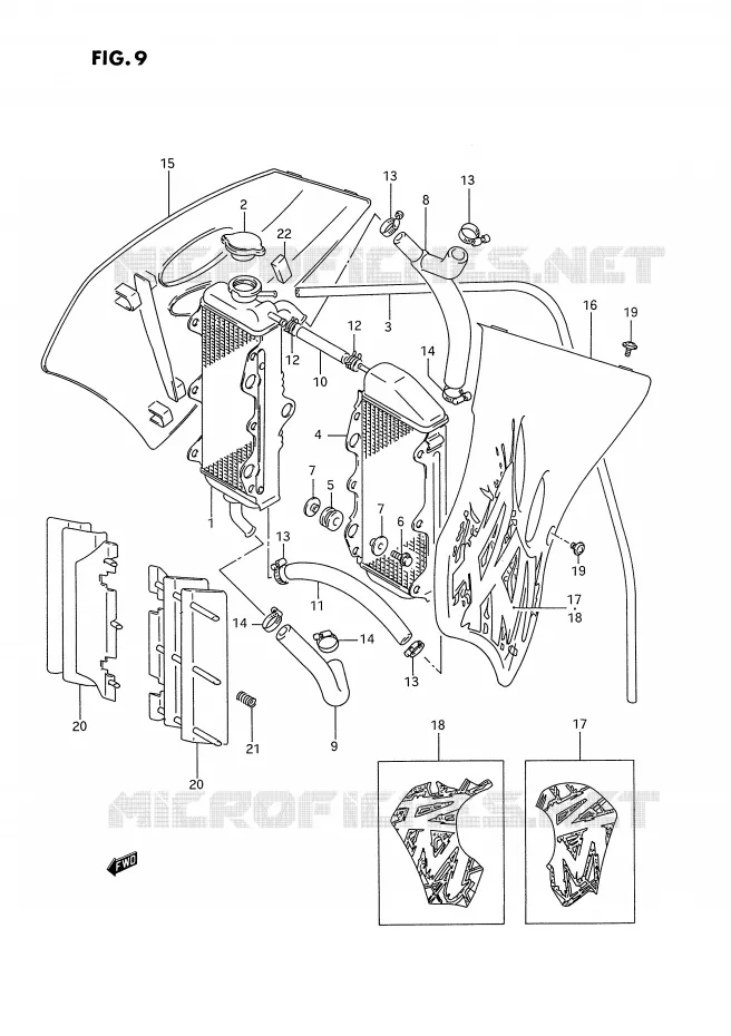 RADIATOR (MODEL P) Suzuki MOTO 250 RM-250 1995  RM250S(E3)