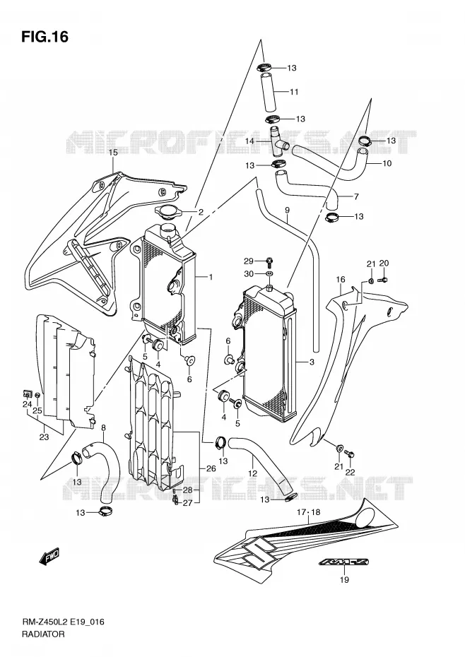 RADIATOR Suzuki MOTO 450 RM-Z 2012  RM-Z450L2(E19)