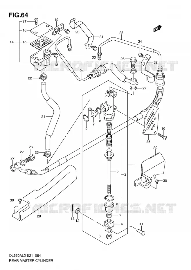 REAR BRAKE MASTER CYLINDER Suzuki MOTO 650 V-STROM 2012  DL650AL2(E21)