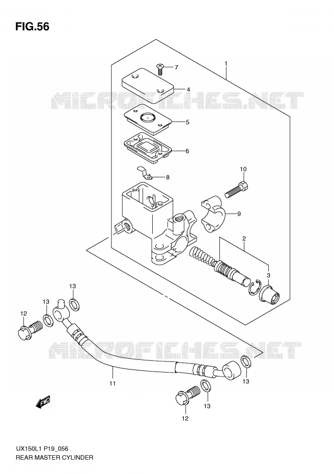 REAR BRAKE MASTER CYLINDER Suzuki SCOOTER 150 SIXTEEN 2011  UX150L1(P19)