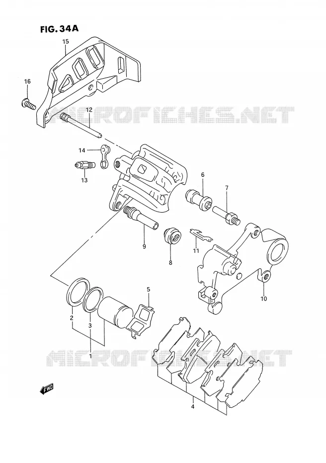 REAR CALIPER (MODEL S) Suzuki MOTO 250 RM 1993  RM250P(E3)