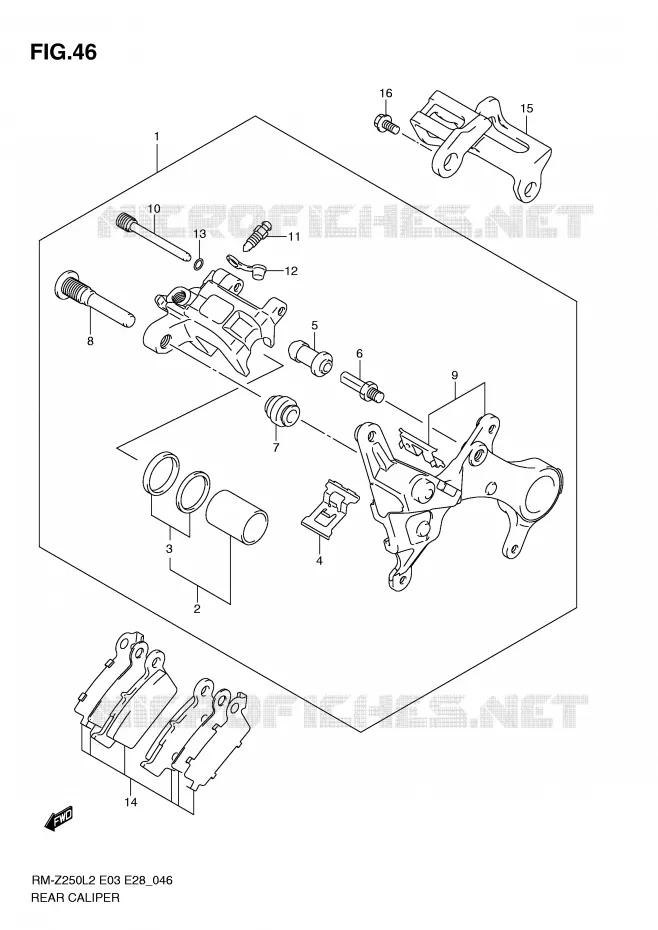 REAR CALIPER Suzuki MOTO 250 RM-Z 2012  RM-Z250L2(E03)
