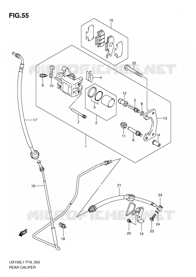 REAR CALIPER Suzuki SCOOTER 150 SIXTEEN 2011  UX150L1(P19)