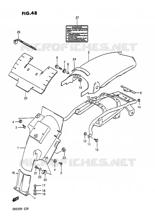 REAR FENDER (E1,E2) Suzuki MOTO 200 DR 1987  DR200H(E24)