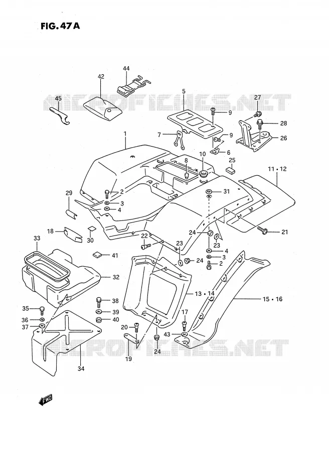 REAR FENDER (MODEL M/N/P/R/S) Suzuki QUAD 250 QUADRUNNER 1995  LT-4WDS(E3)