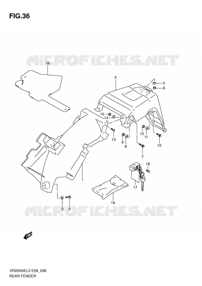 REAR FENDER Suzuki MOTO 200 DR 2012  DR200SEL2(E28)
