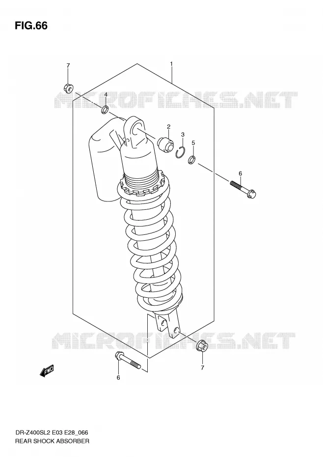 REAR SHOCK ABSORBER (DR-Z400SL2 E28) Suzuki MOTO 400 DR-Z 2012  DR-Z400SL2(E03)