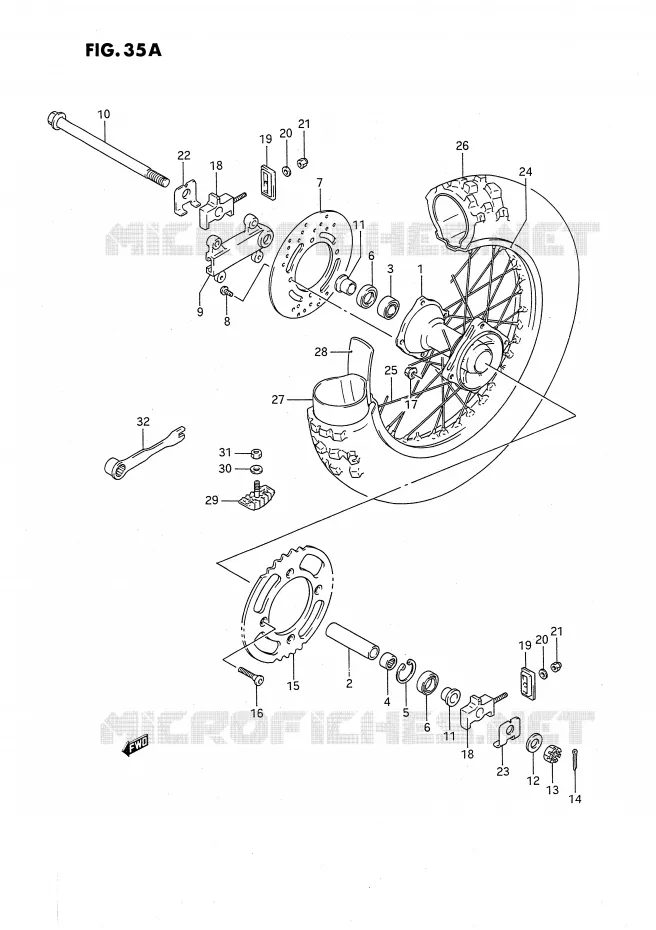 REAR WHEEL (MODEL L/M/N/P/R/S) Suzuki MOTO 80 RM 1992  RM80N(E24)