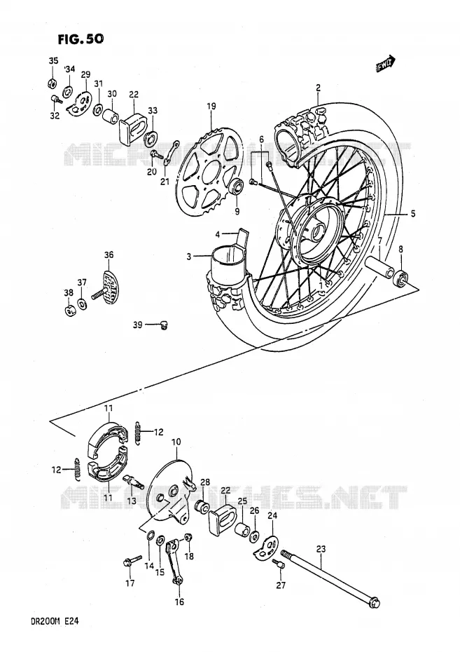 REAR WHEEL Suzuki MOTO 200 DR 1991  DR200M(E24)
