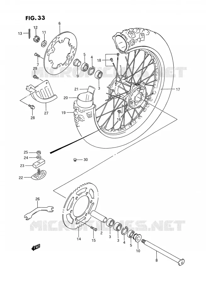 REAR WHEEL Suzuki MOTO 250 RM 1994  RM250R(E3)