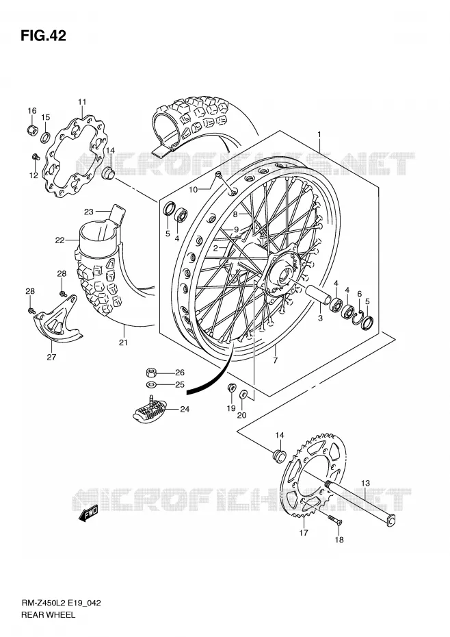 REAR WHEEL Suzuki MOTO 450 RM-Z 2012  RM-Z450L2(E19)