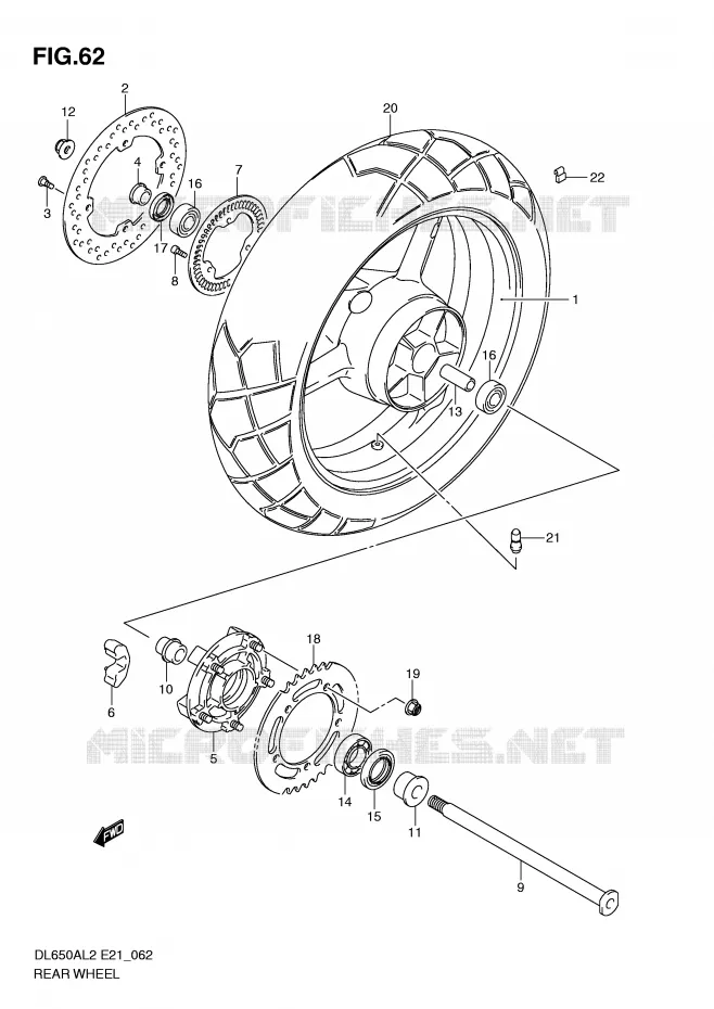 REAR WHEEL Suzuki MOTO 650 V-STROM 2012  DL650AL2(E21)