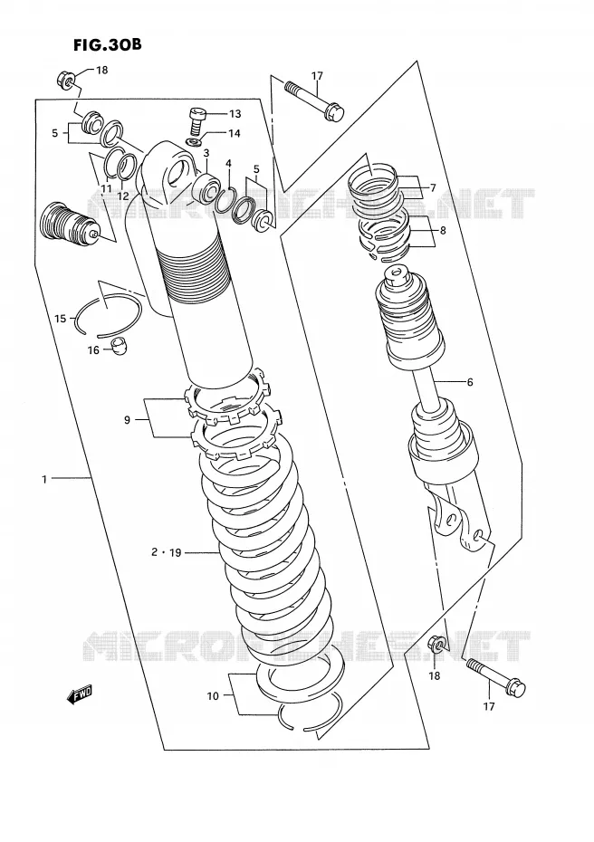 SHOCK ABSORBER (MODEL S) Suzuki MOTO 250 RM-250 1995  RM250S(E3)