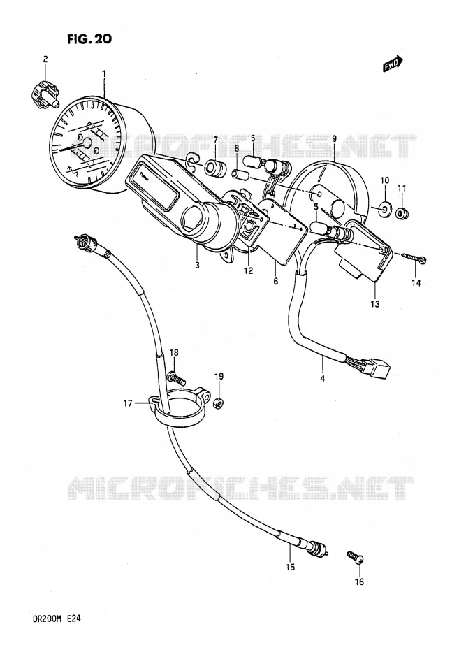 SPEEDOMETER (E6,E21,E24) Suzuki MOTO 200 DR 1987  DR200H(E24)
