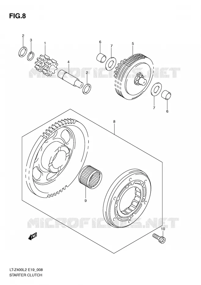 STARTER MOTOR CLUTCH Suzuki QUAD 400 QUADSPORT 2012  LT-Z400ZL2(E19)