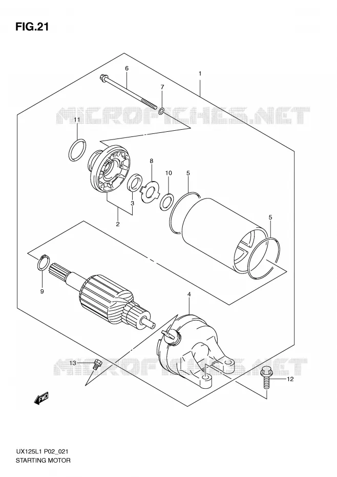 STARTER MOTOR Suzuki SCOOTER 125 SIXTEEN 2011  UX125L1(P02)