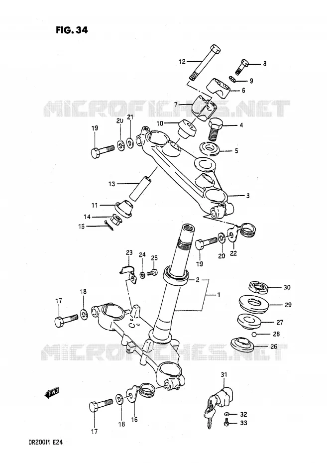 STEERING COLUMN (MODEL G) Suzuki MOTO 200 DR 1986  DR200G(E24)