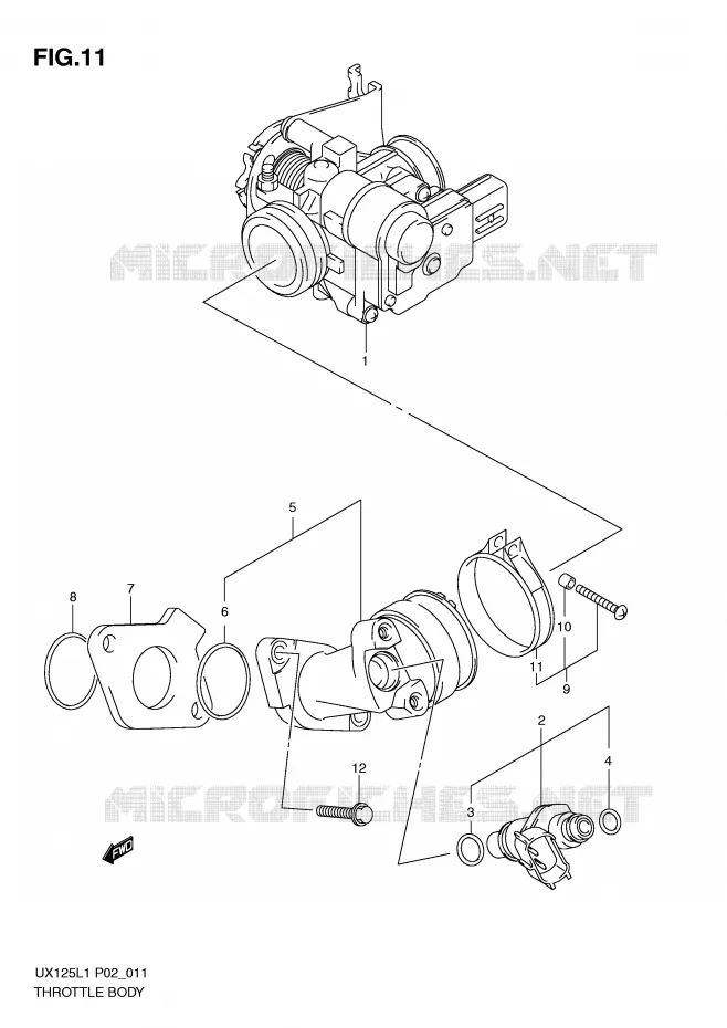 THROTTLE BODY Suzuki SCOOTER 125 SIXTEEN 2011  UX125L1(P02)