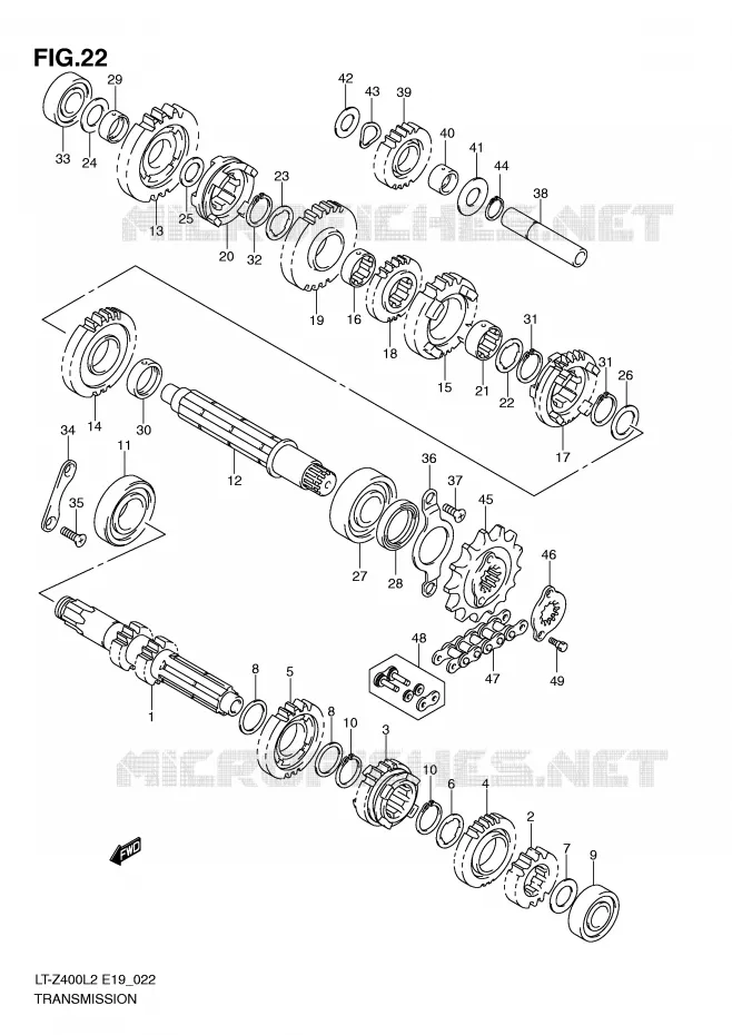 TRANSMISSION Suzuki QUAD 400 QUADSPORT 2012  LT-Z400L2(E19)