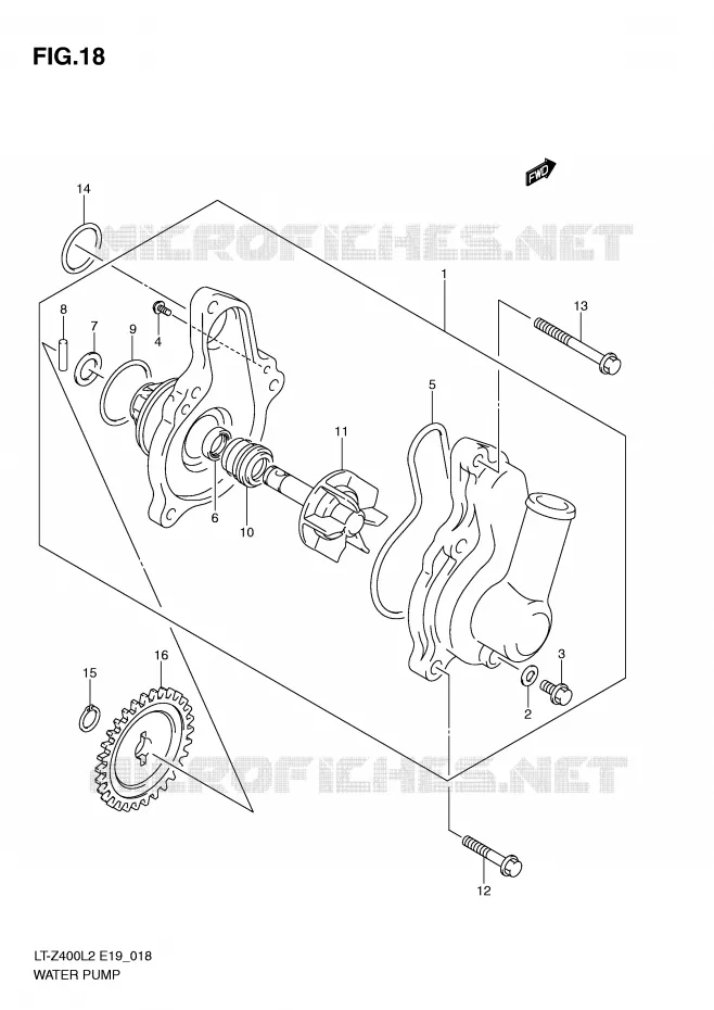 WATER PUMP Suzuki QUAD 400 QUADSPORT 2012  LT-Z400ZL2(E19)